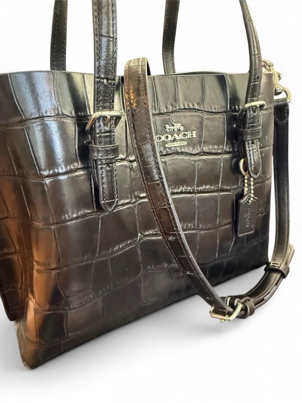 COACH Black Croc Mollie Tote Bag 25 | Style CW017 - Picture 3 of 12